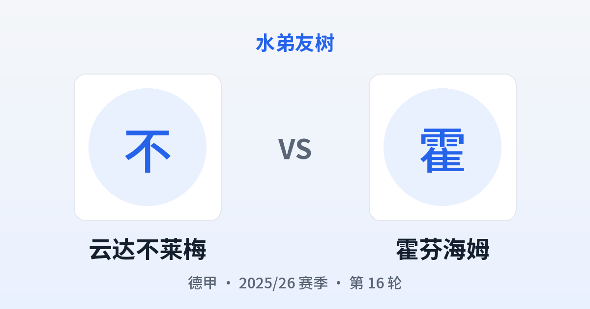 云达不莱梅 vs 霍芬海姆 对阵分享图