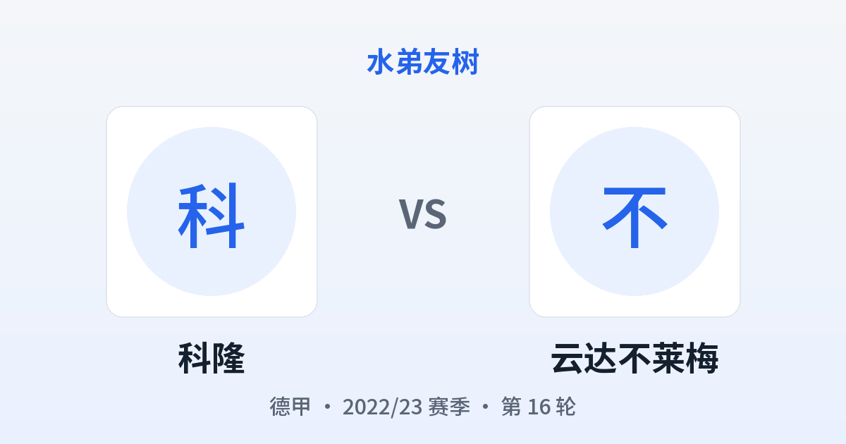 科隆 vs 云达不莱梅 对阵分享图
